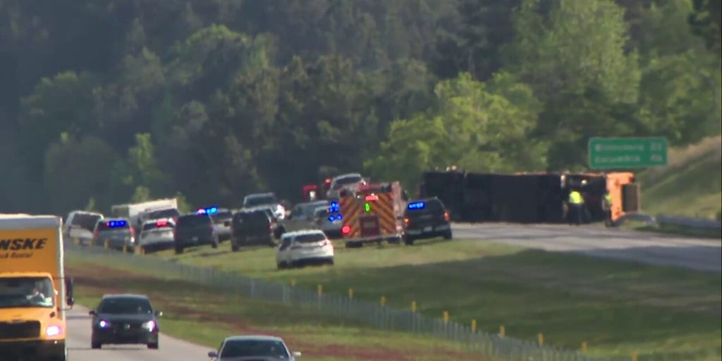 School bus flips on South Carolina highway