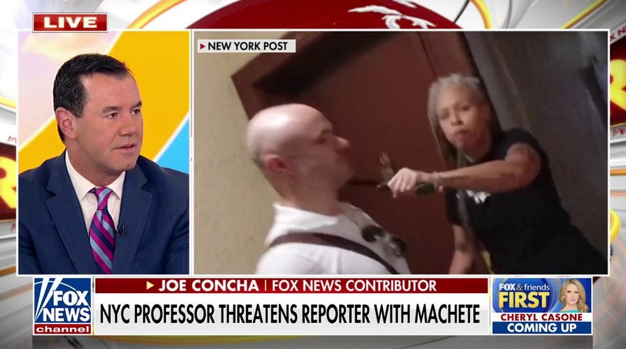 Video shows now-fired NYC professor threaten reporter with machete