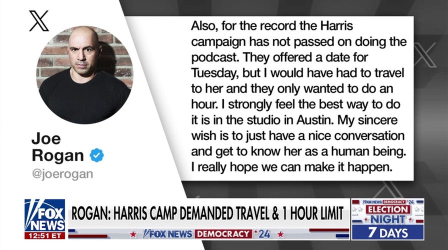 Joe Rogan revela por qué no se realizó la entrevista a Kamala Harris