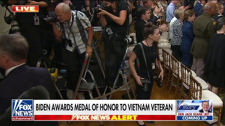 President Joe Biden leaves White House Medal of Honor ceremony