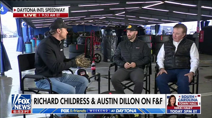 Pete Hegseth sits with NASCAR stars Austin Dillon and Richard Childress