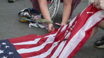 Anti-Israel protesters burn American flag during July 4 demonstration in NYC