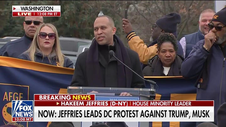 Hakeem Jeffries leads protest against Trump, Musk's 'unconscionable' reform efforts
