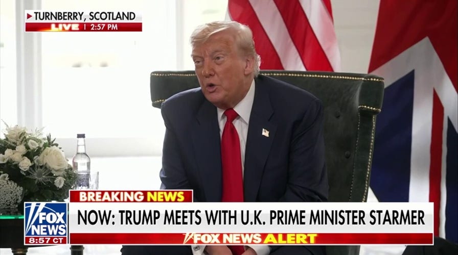 President Donald Trump tells reporters 'I don't do drawings' while in Scotland
