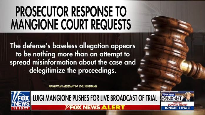Luigi Mangione demands live-broadcast trial as prosecutors fire back