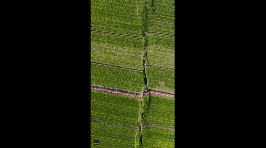 Surface ruptures along a fault line two days after deadly earthquakes