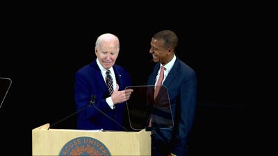 Biden jokes that Syracuse trustee is 'Barack' at portrait unveiling