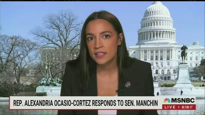 Rep. Alexandria Ocasio-Cortez fumes that Build Back Better had Joe Manchin's ink 'all over' it