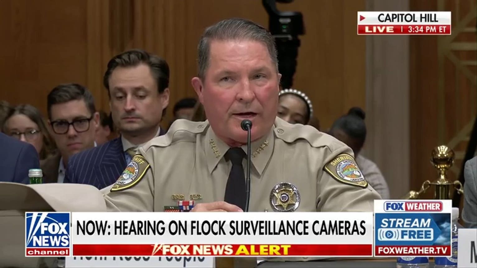 Sen Katie Britt questions sheriff on Flock surveillance cameras at crime hearing