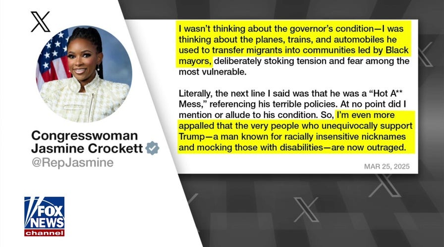 Crockett clarifies insult to Gov. Abbott: 'I wasn't thinking about the governor's condition'