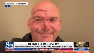 Fetterman shares recovery photo after fall leaves him with 20 stitches
