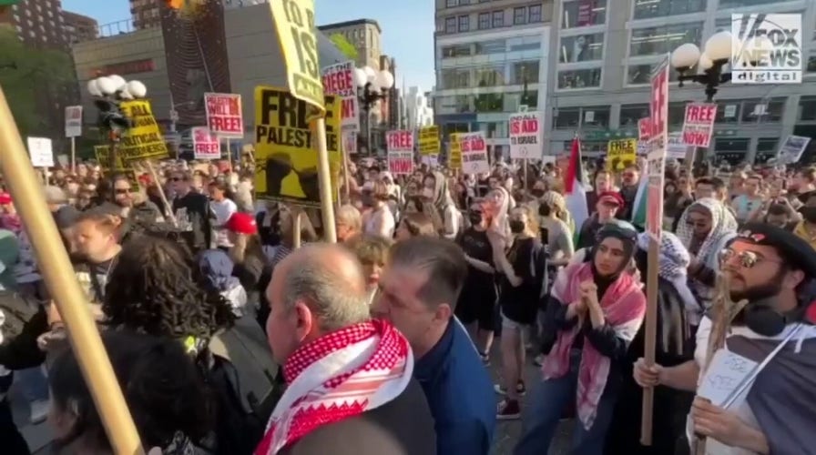 Protesters shout 'Israel will fall' amid massive Union Square demonstration in Manhattan