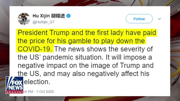 Chinese state media outlet mocks Trump after contracting coronavirus
