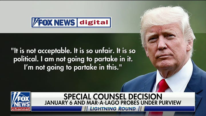Trump calls DOJ's appointment of special counsel 'political,' says he will not partake 