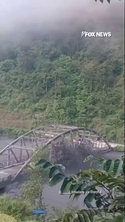 Raging floodwaters sweep away bridge in Nepal 