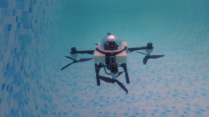 Kurt "CyberGuy" Knutsson shows how a Creepy Chinese drone swims under water and flies through air