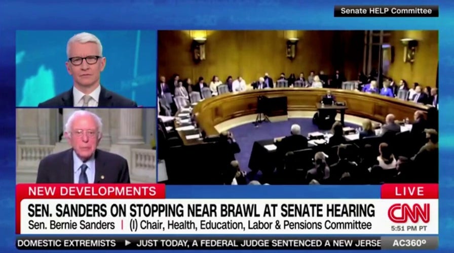 Bernie Sanders calls it 'pathetic' there was almost a fight at hearing, chastises media for covering
