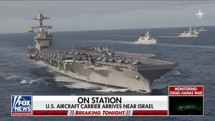 A U.S. aircraft carrier arrives near Israel