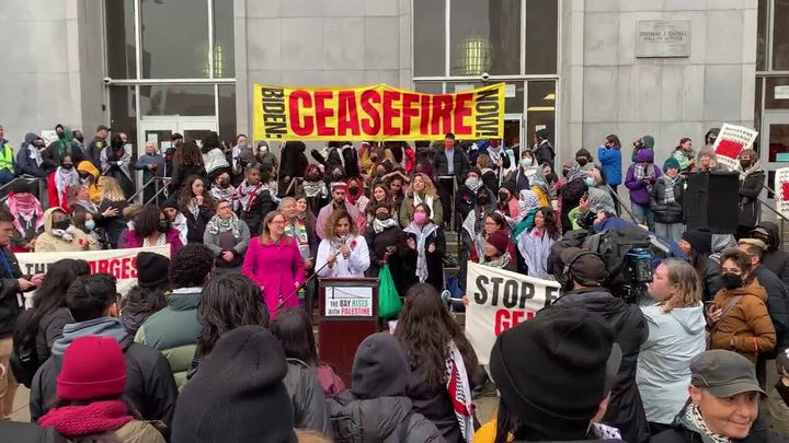 Demonstrators call for SF District Attorney to drop charges against the 'Bay Bridge 78'