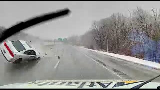 Massachusetts ambulance driver narrowly avoids highway rollover crash - Fox News