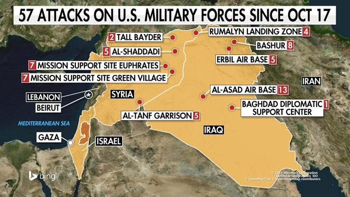 Iranian proxy attacks against US forces rises to 57