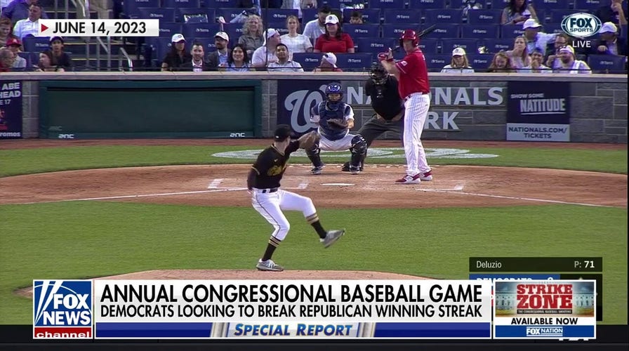 Democrats and Republicans play in the annual Congressional Baseball Game