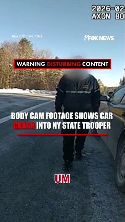 Truck barrels into state trooper