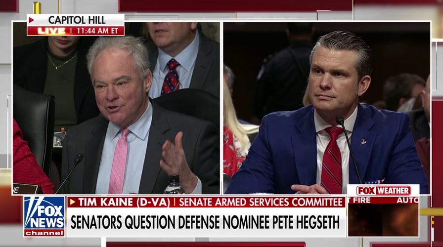 Sen. Kaine invokes Hegseth’s young daughter in tense confirmation hearing exchange