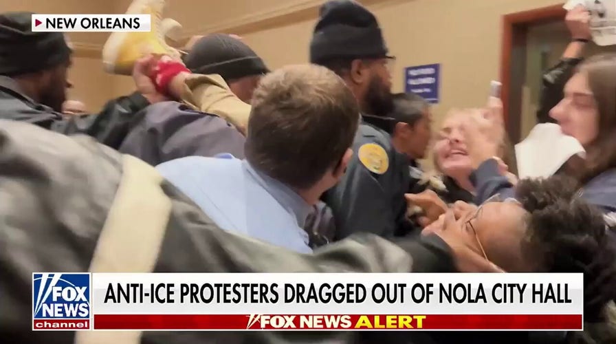 Anti-ICE protesters dragged out of New Orleans City Hall amid DHS migrant crackdown