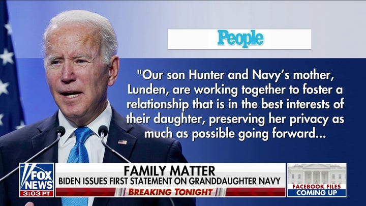 Biden issues first statement on granddaughter Navy: 'Not a political issue' 