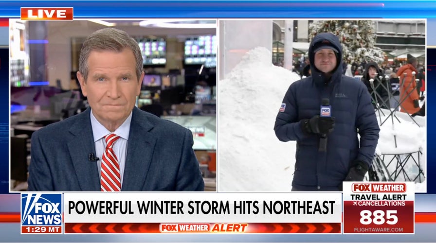 NYC's Bryant Park gets slammed with snow