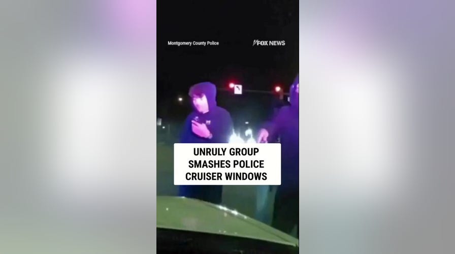 UNRULY radical SMASHES constabulary cruiser windows