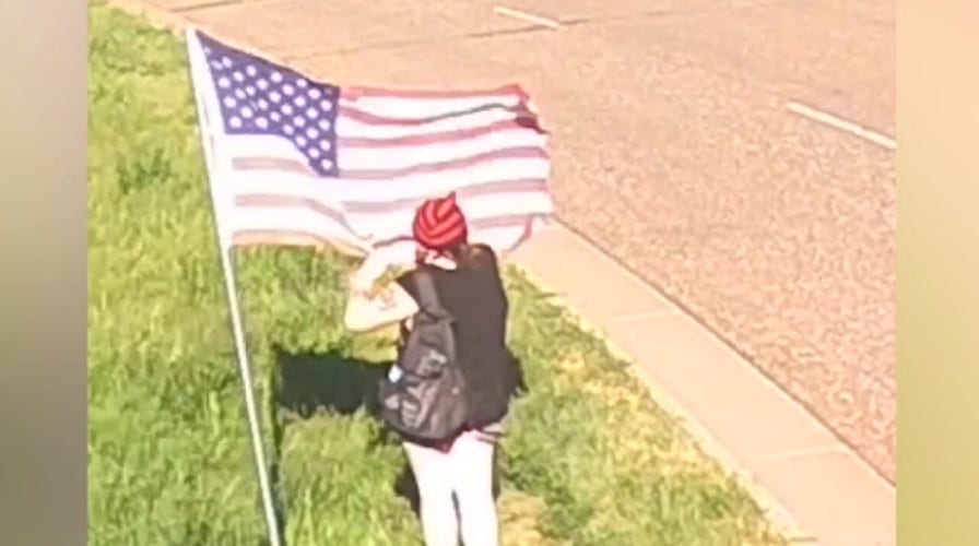 Video captures suspect ripping American flags in Colorado