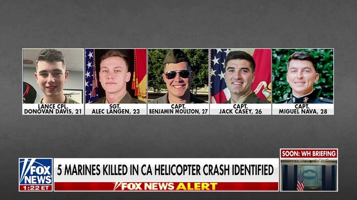 5 Marines killed in helicopter crash are identified 