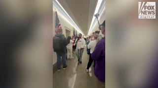 Leftist protesters flood US House Office Building hallway