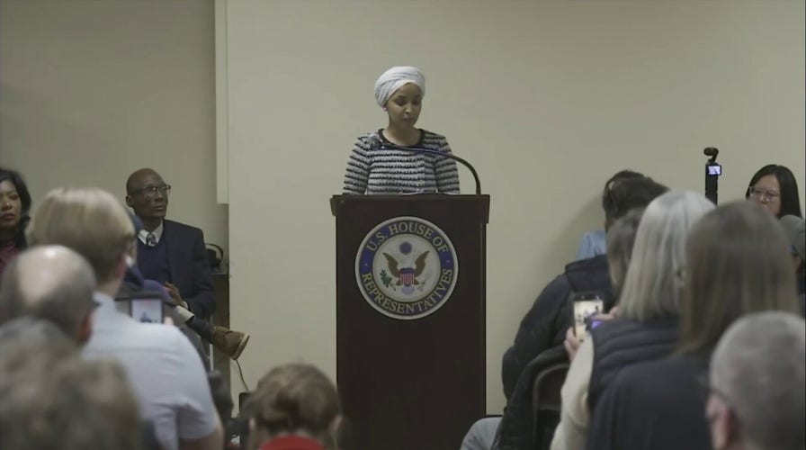 Ilhan Omar charged and sprayed by substance while calling for Kristi Noem to resign
