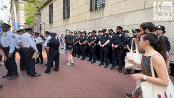 NYPD officers assemble at Columbia University
