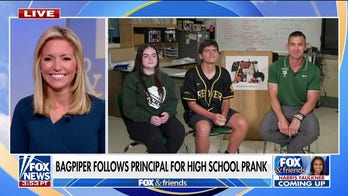Illinois high school seniors prank principal with bagpipes