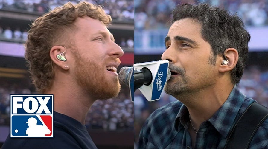 Brad Paisley & JP Saxe perform National Anthems ahead of World Series Game 3