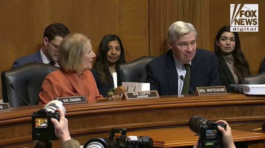 Ranking Member Whitehouse presents new Chairwoman Capito with special gavel