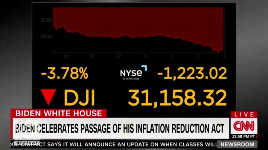 CNN cuts from coverage of Biden’s Inflation Reduction Act speech as Dow plummets: ‘Hard to be celebratory’
