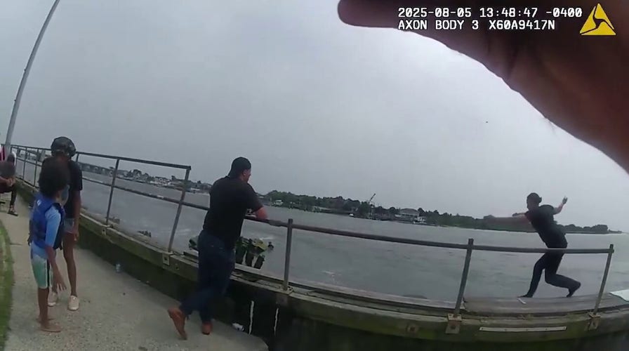 Female police officer leaps into water, fights suspected car thief before making arrest