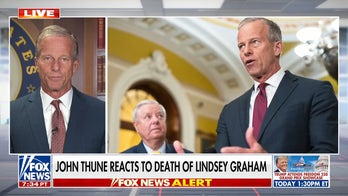 Senate Majority Leader John Thune reacts to the sudden death of Lindsey Graham