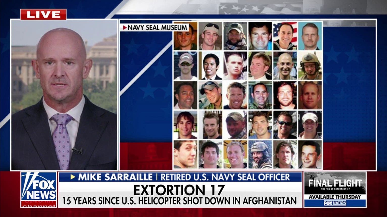 This is Fox's way of memorializing those lost in the downing of Extortion 17 helicopter in Afghanistan: Mike Sarraille