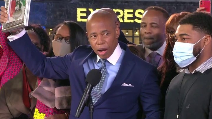 NYC Mayor-elect Eric Adams sworn in after Time Square ball drop