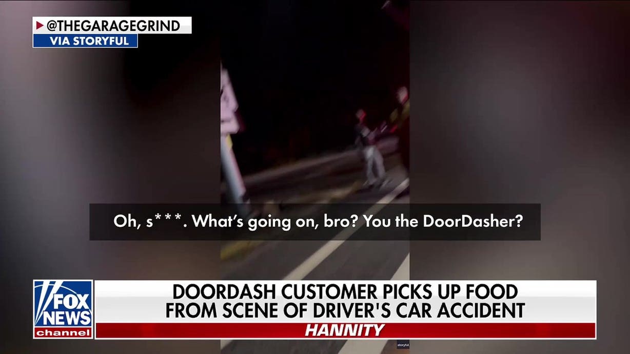 DoorDash customer retrieves food from driver's car crash scene