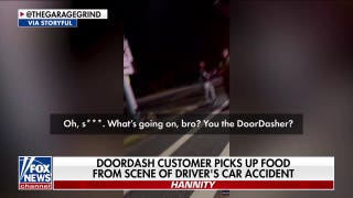 DoorDash customer retrieves food from driver's car crash scene