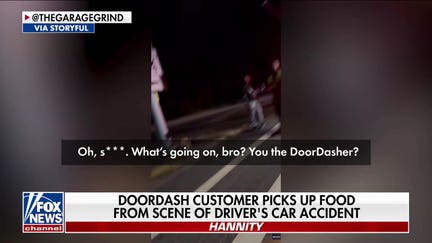 DoorDash customer retrieves food from driver's car crash scene