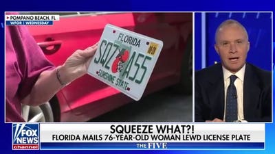 Florida grandma stunned by 'SQZ A55' license plate