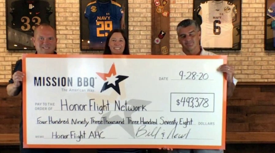 Mission BBQ surprises Honor Flight Network with a check for $493,378